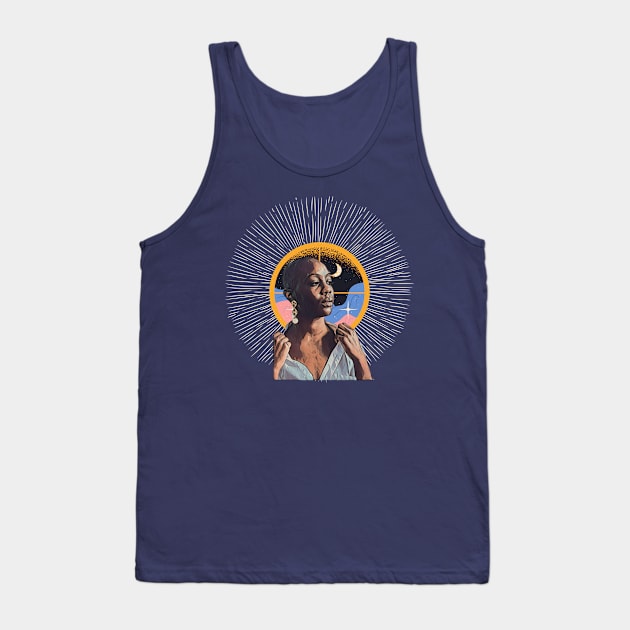 Black Woman half-moon fireworks Tank Top by PersianFMts